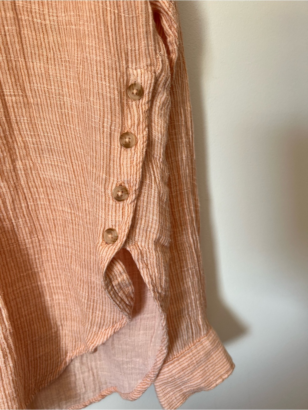by Anthropologie Lightweight Peach Stripe Gauze Cotton Tunic Popover Blouse - Picture 10 of 14